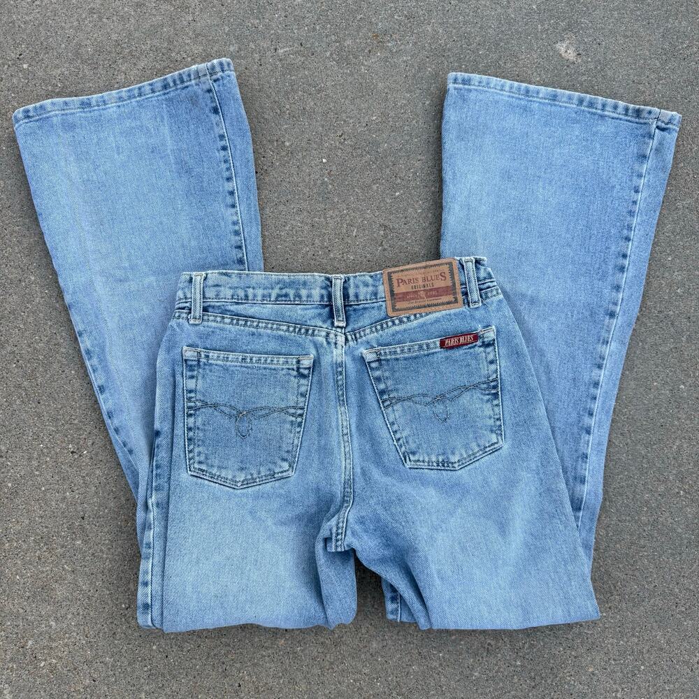 Vintage 90s Y2K Paris Blues Flare Jeans Light Wash 100% Cotton Size 7x31